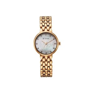 Titan Purple Glamour Quartz Analog Mother Of Pearl Dial Women’s Watch